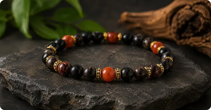 Energized bracelet on wooden surface